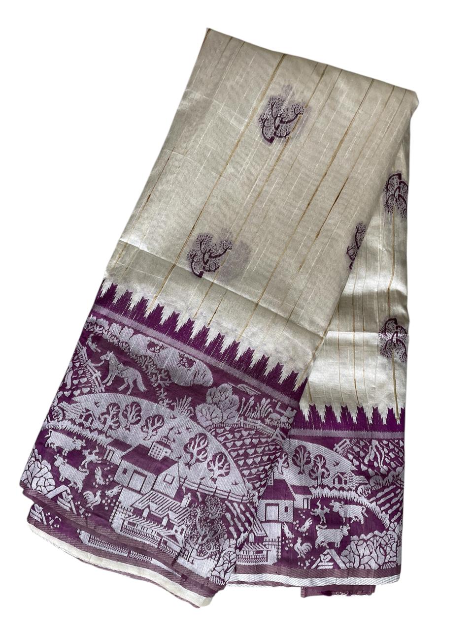 Sugarcane silk saree