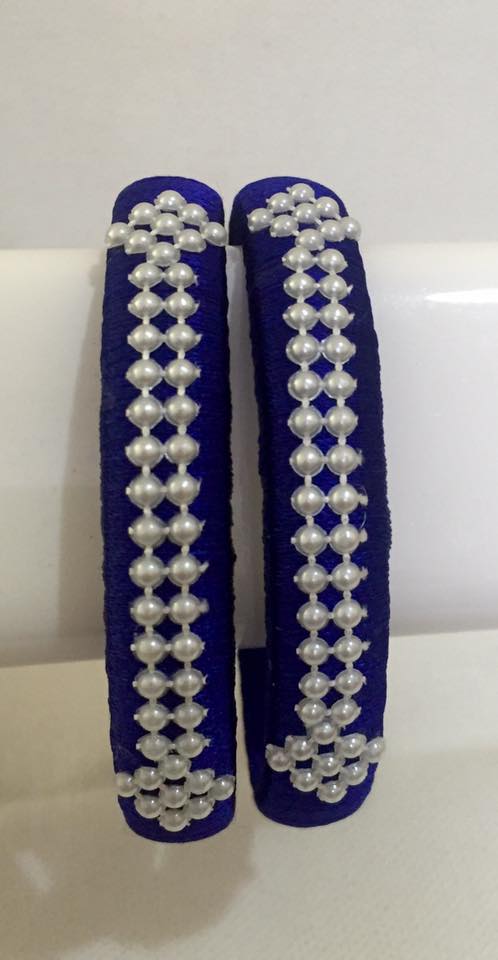 Blue Fancy silk Thread Bangles for women