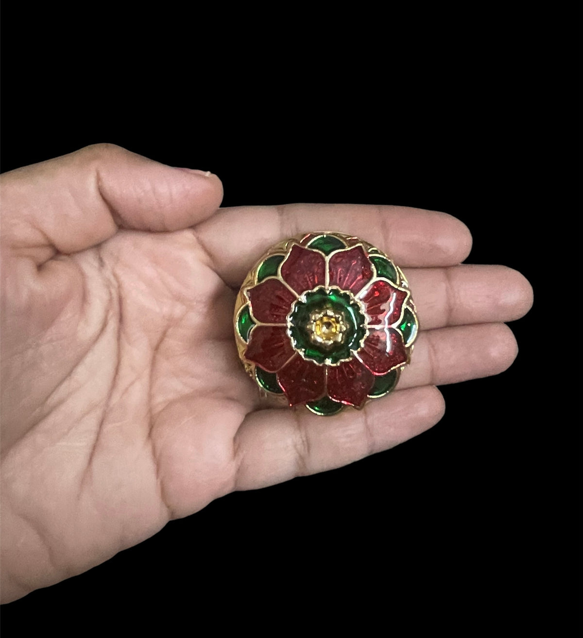 Red Green Floral Kumkum Bharani for Traditional Return Gifts | Kria Arts