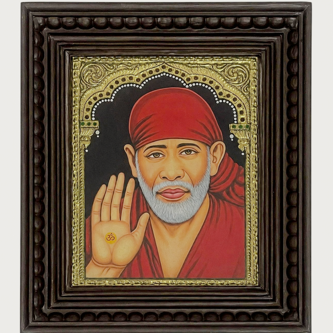 Sai Baba Tanjore Painting – 22K Gold Foil Handmade Wall Art