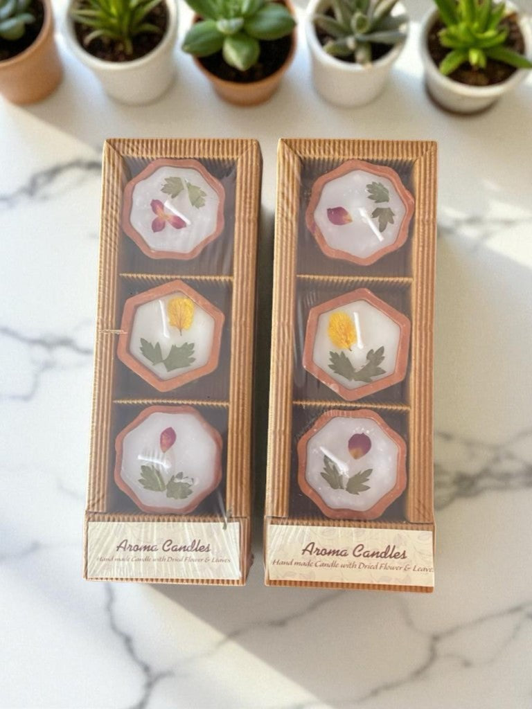 Handmade scented candles in terracota diya(pack of 3)
