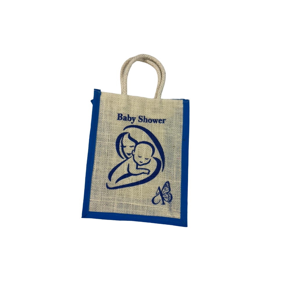 Baby Shower or Cradle Ceremony Theme Jute Bags in assorted colours