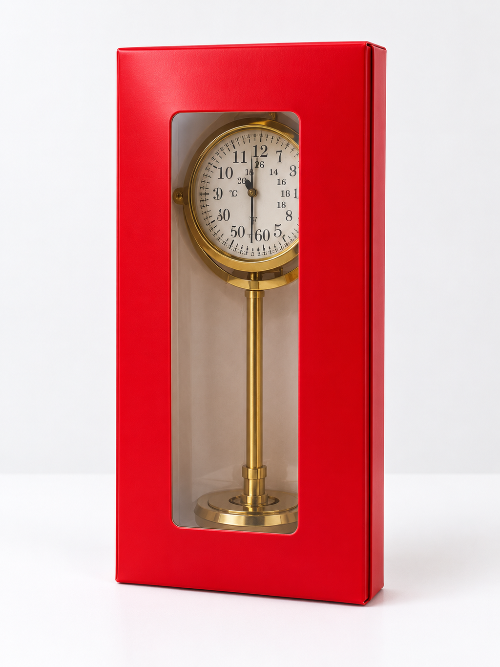 Brass vintage table clock with hamper box