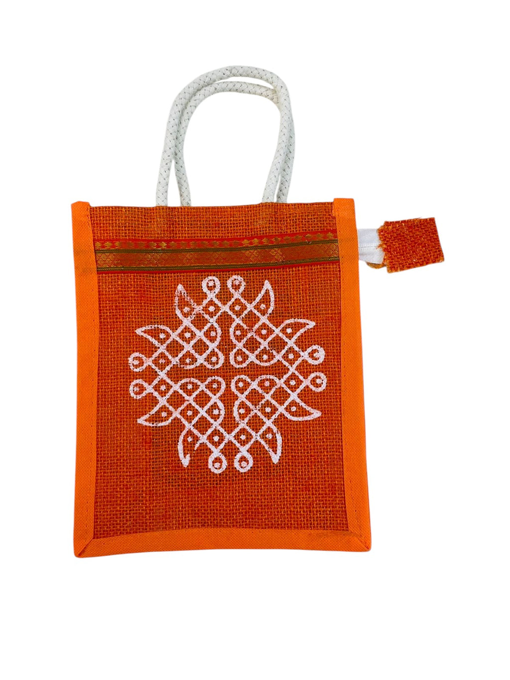 Kolam Design Jute Bags(Pack of 5)
