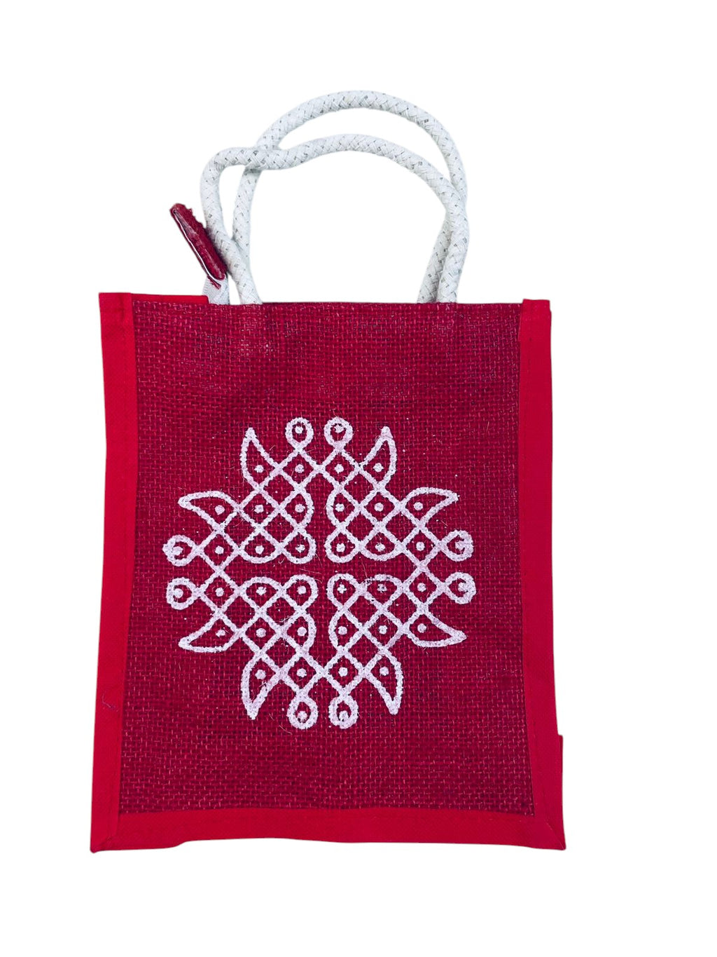 Kolam Design Jute Bags(Pack of 5)