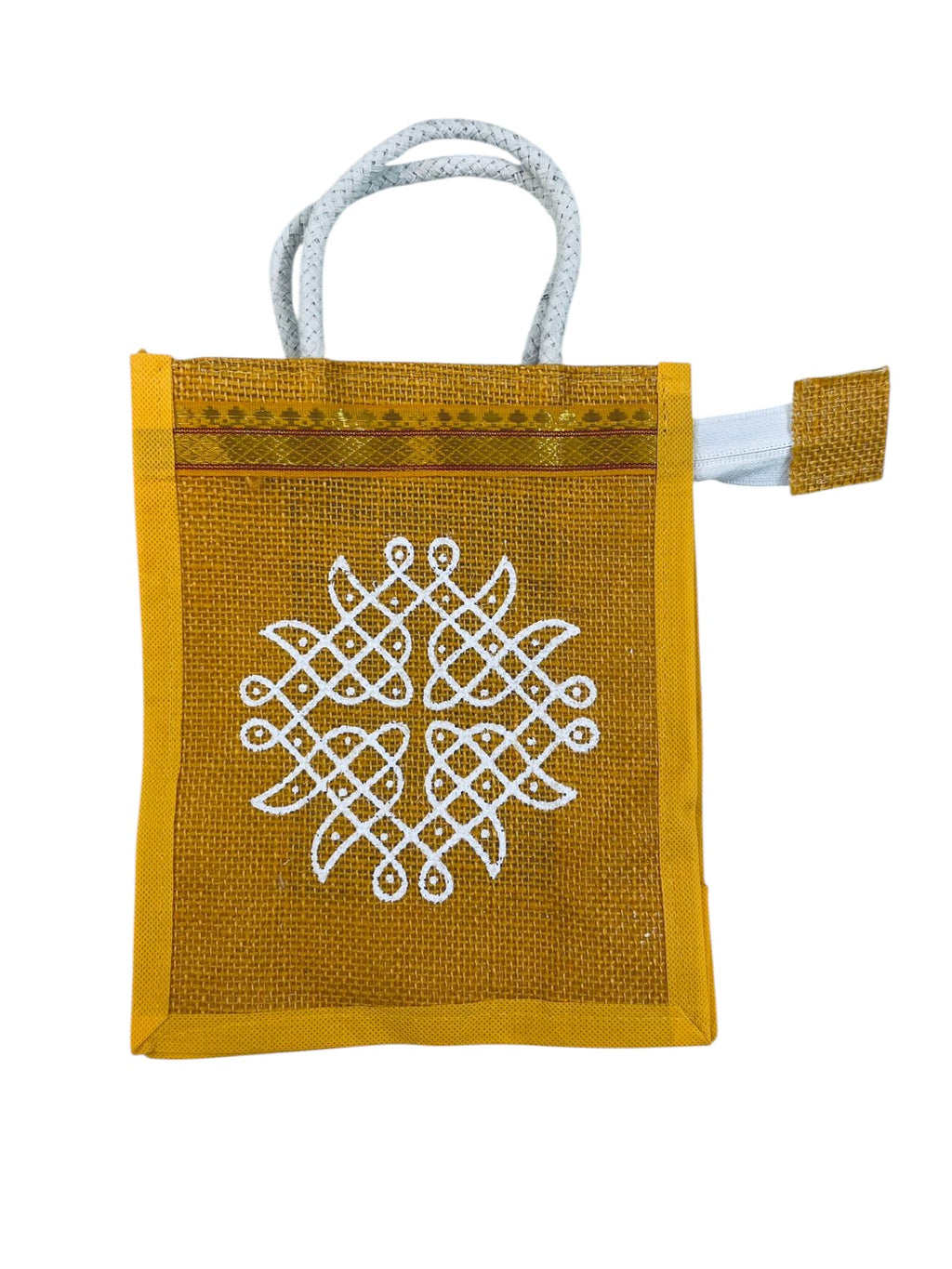 Kolam Design Jute Bags(Pack of 5)