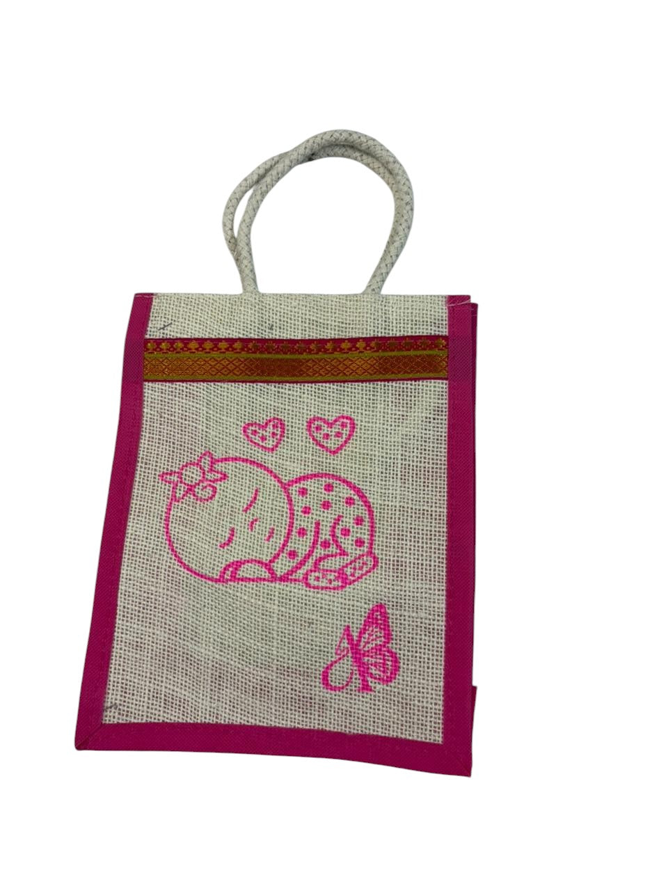 Baby Shower or Cradle Ceremony Theme Jute Bags in assorted colours