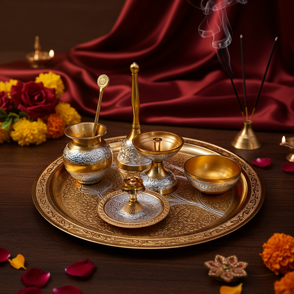 Puja Thali Set | Traditional Indian Pooja Thali & Puja Plate
