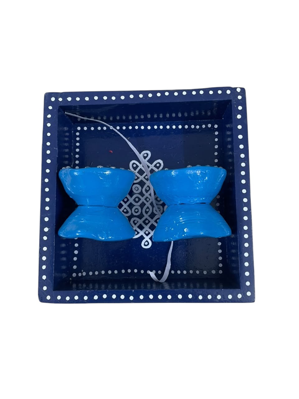 Handpainted Wooden Diya Set with Tray | Traditional Diwali Home Decor & Gift