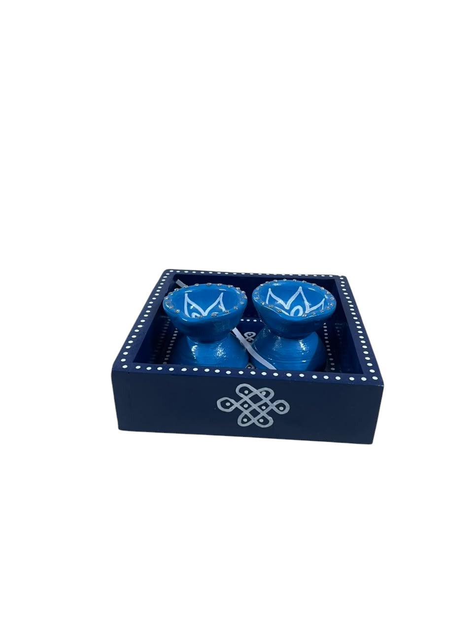 Handpainted Wooden Diya Set with Tray | Traditional Diwali Home Decor & Gift
