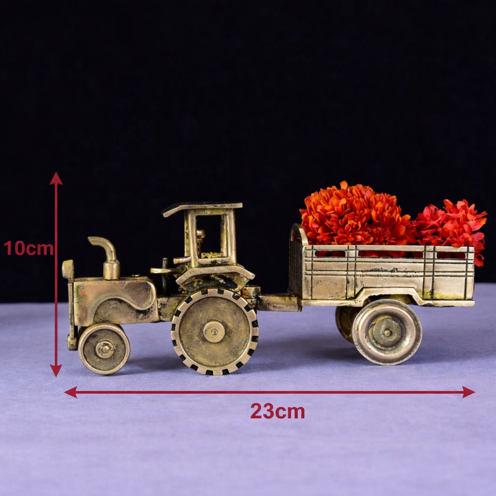 Handcrafted brass tractor decor item India vintage showpiece