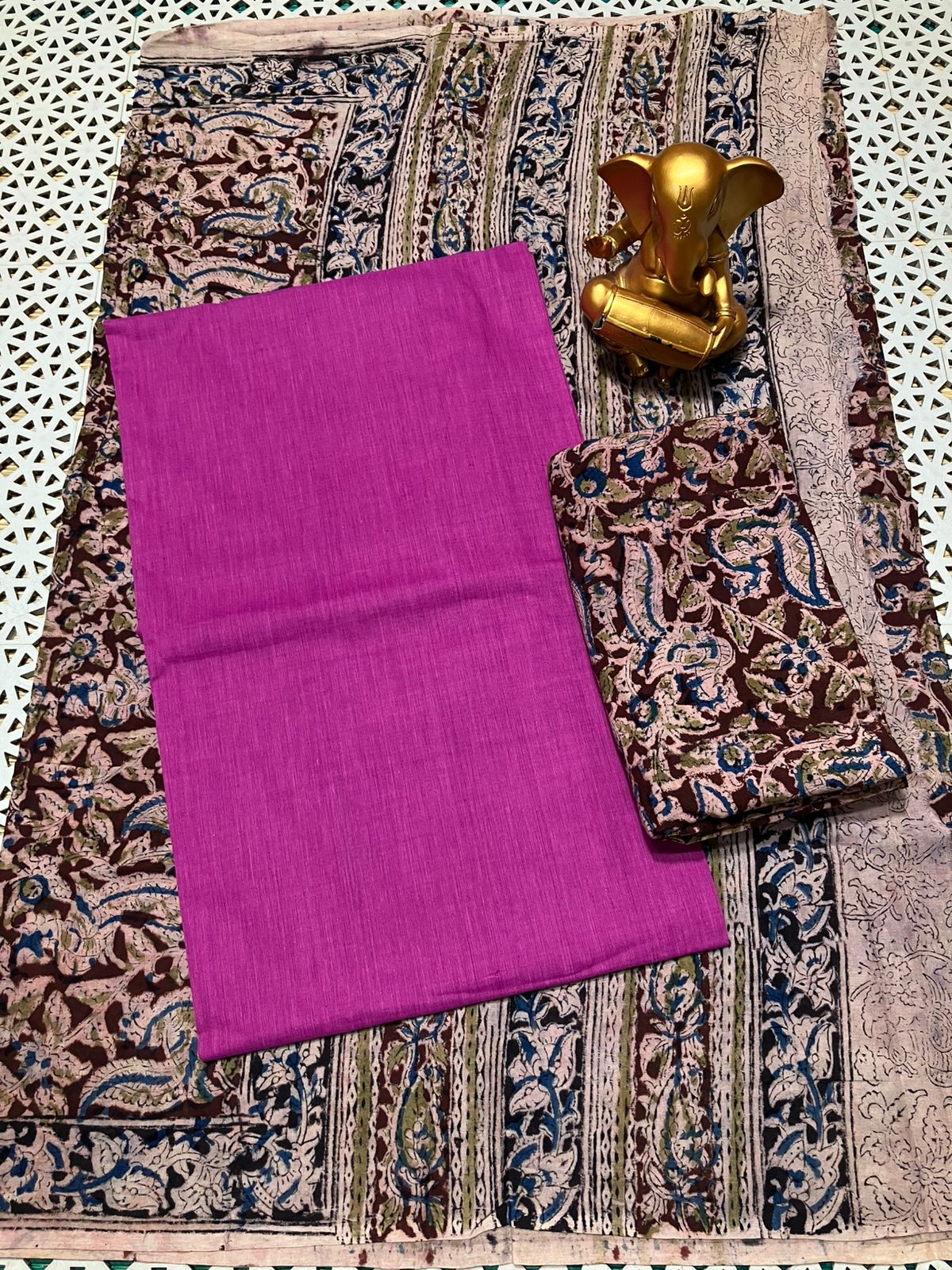 Kalamkari natural dyed 3 pc unstitched suit