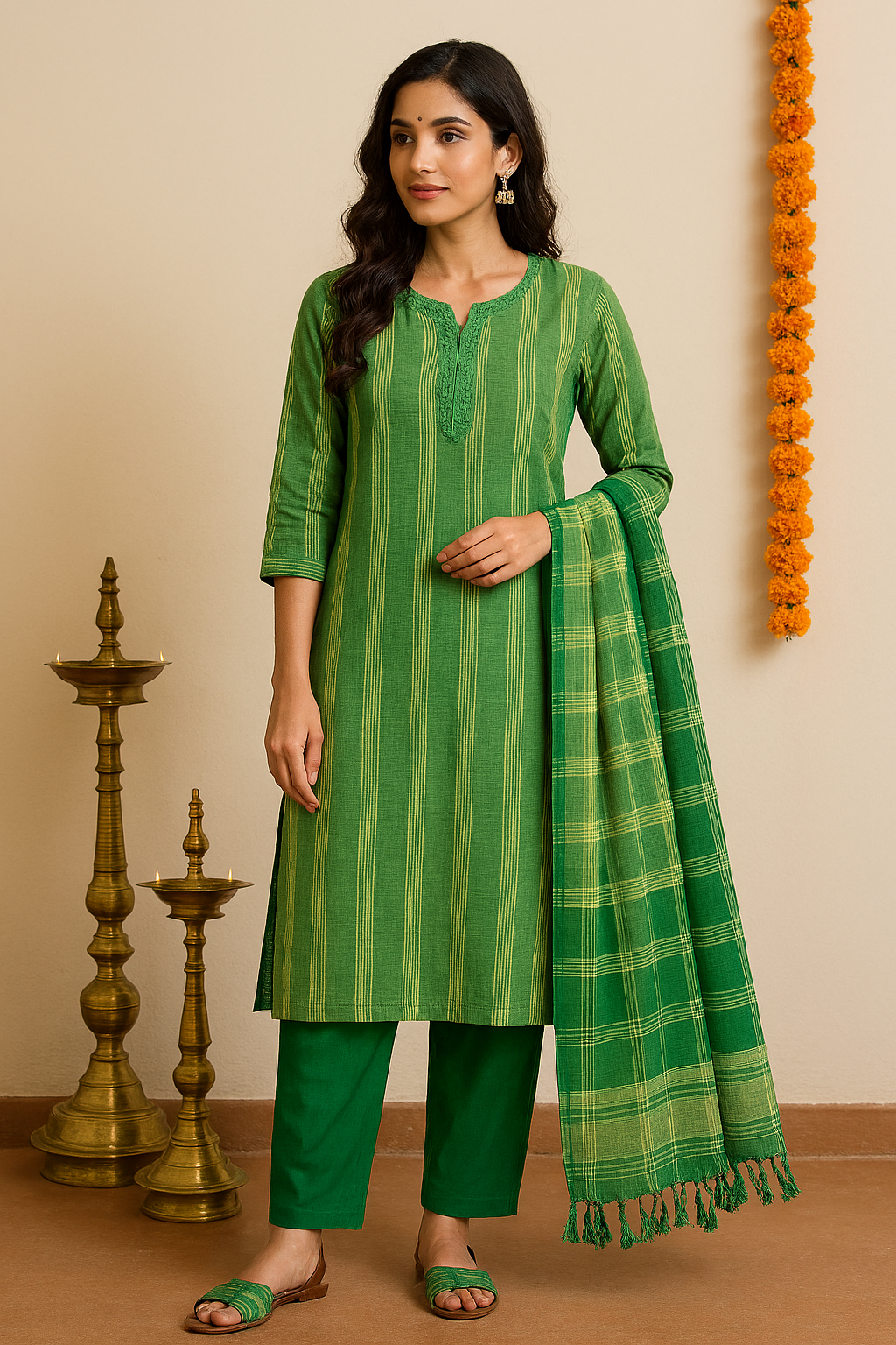 Mangalagiri checks model unstitched suit