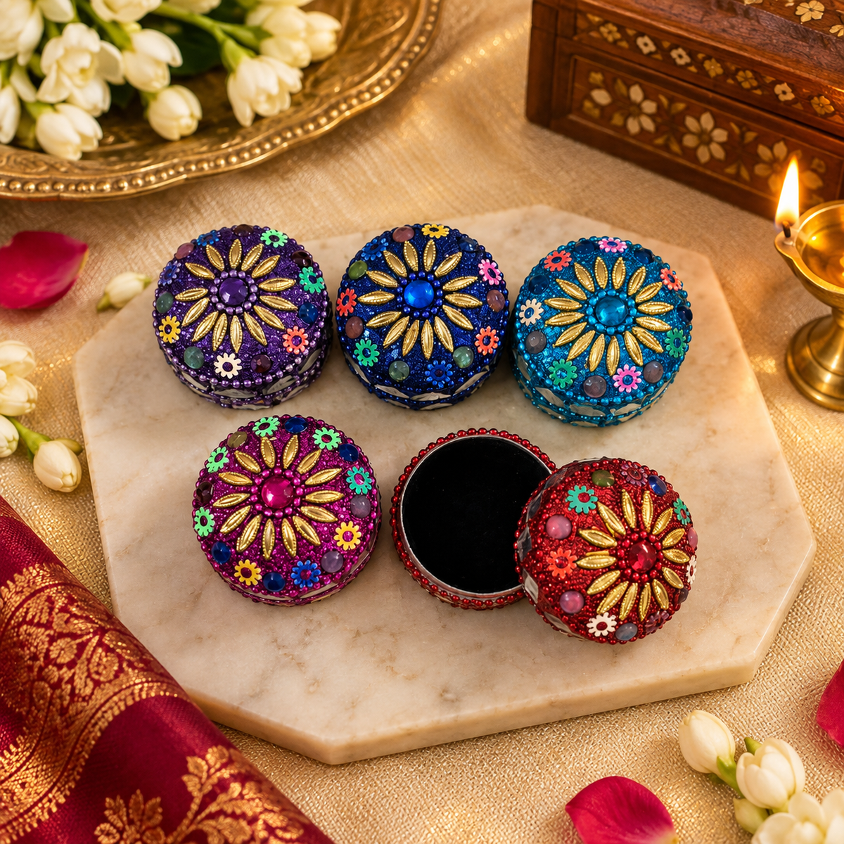 Handcrafted Jewellery Box | Traditional Indian Jewellery Storage & Gift Box(Assorted Colours)
