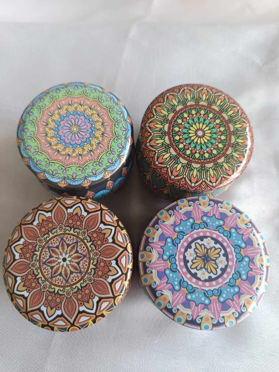 Decorative Candles with Mandala tins-Pack of 4