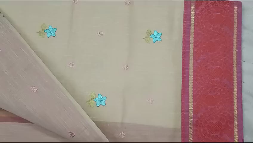 Gadwal cotton saree with hand work embroidery