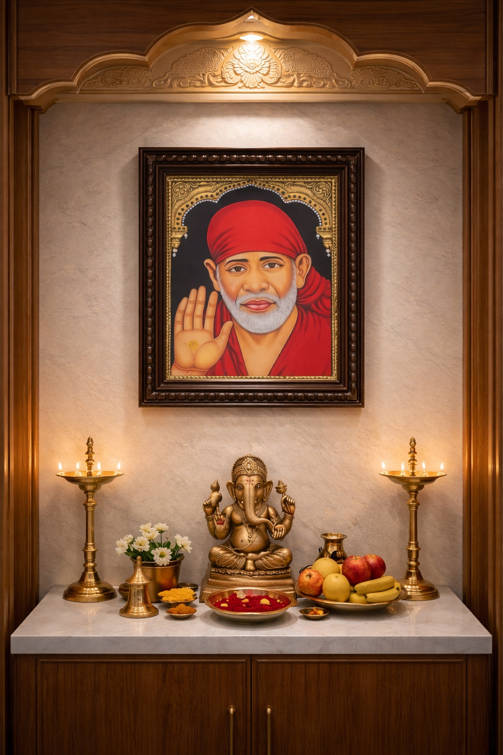 Sai Baba Tanjore Painting – 22K Gold Foil Handmade Wall Art