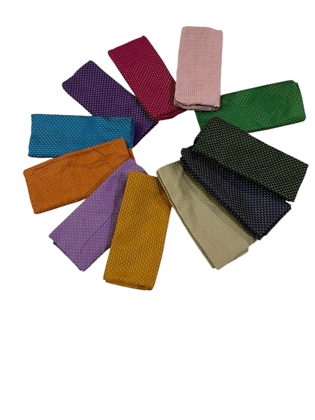 Raw Silk Unstitched  Blouse Materials Multicolour Pack of 10 (Free Size)
