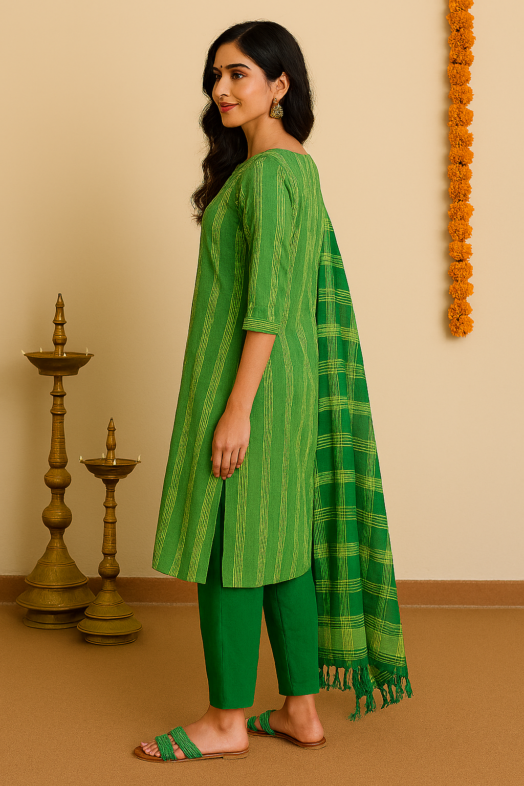 Mangalagiri checks model unstitched suit